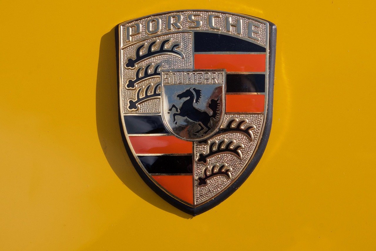 logo, porsche, emblem, metal